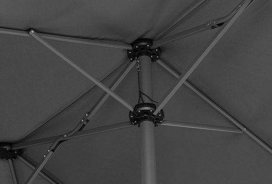 Hortensus - Parasol double avec housse de protection - Parasol double 460 x 270 x 255 cm – Noir