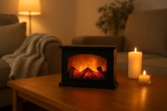 Ceruzo Led Atmosphere Fireplace - H20x12x28 cm- Mini Lanterne Cheminée Ouverte