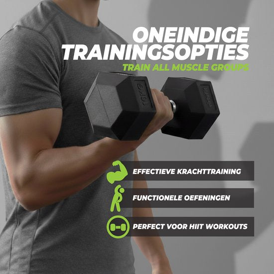 VirtuFit Hexa Dumbbell Pro - 15 kg - Hexagon Dumbbell - Durable et résistant - Entraînement musculaire - Poids - CrossFit & Fitness - Convient aux débutants et aux professionnels - Vendu à l'unité