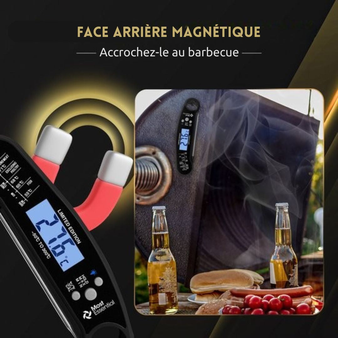 Thermomètre de cuisine - MostEssential Premium - Thermomètre pour barbecue - Noir