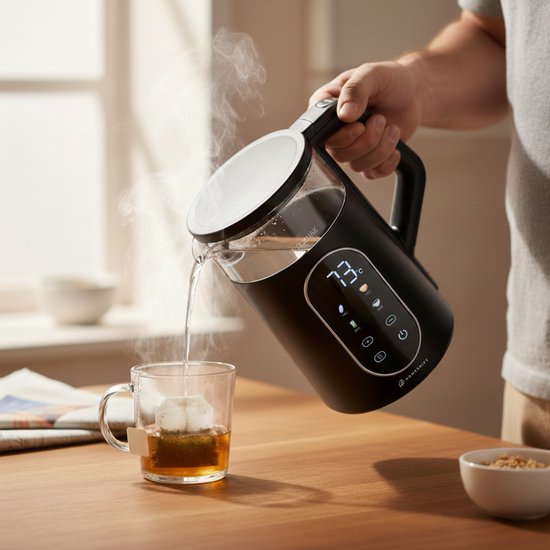 Bouilloire HomeShift® avec contrôle de la température - Fonction maintien au chaud - Double paroi - Électrique - 1,7 litre - 2200W - Noir