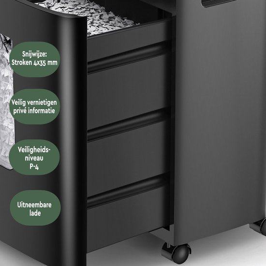 BRASQ Déchiqueteuse de papier avec corbeille noire - Déchiqueteuse de papier de 20 litres pour la maison et le bureau - Déchiqueteuse de cartes de crédit - P4 - 15 feuilles micro déchiquetées 4 x 38 mm