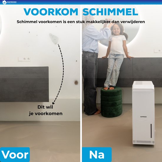 Sofresh déshumidificateur 25 litres par jour - Déshumidificateur et déshumidificateur pour cave, salle de bain, grenier et salon - Blanc