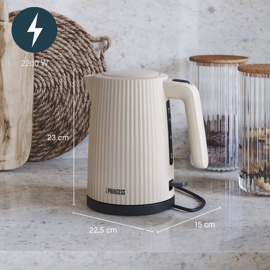 Bouilloire Princesse Wave 236048 - Rétro - 1,7 litres - 2200W - Beige