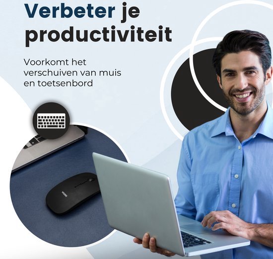 WURK Tapis de bureau professionnel en cuir synthétique - Organisateur de bureau - Tapis de bureau - Accessoires de bureau - Tapis de souris XXL- Inclut un clip de câble - 120x60 - Bleu