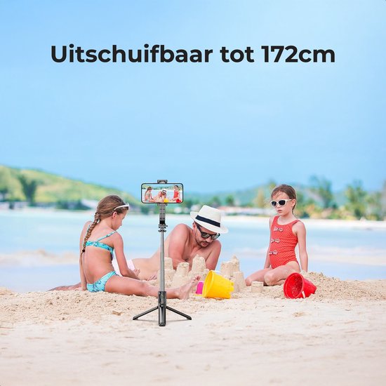Bâton selfie - 3 en 1 - avec télécommande - Pour iPhone et Samsung - Trépied pour téléphone - Bluetooth - Smartphone - Luft