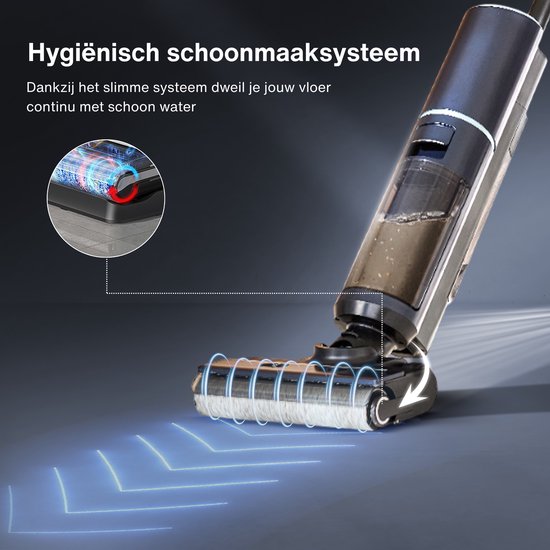 Samako Aqualis S1 - Aspirateur avec fonction serpillière - 2-1 Floor cleaner - Wet Dry Mop Vacuum cleaner - Self-cleaning and Drying - 35min battery life