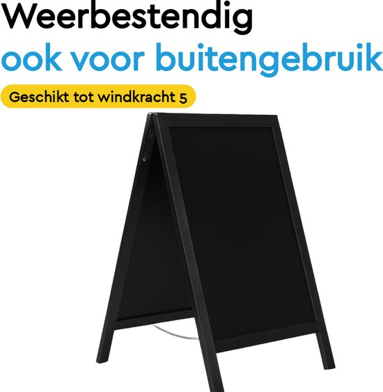 BRASQ Chalkboard noir - 55x 85 CM - Tableau noir - Enseigne publicitaire - Enseigne de trottoir - Double face - Pour l'intérieur et l'extérieur - Hospitalité