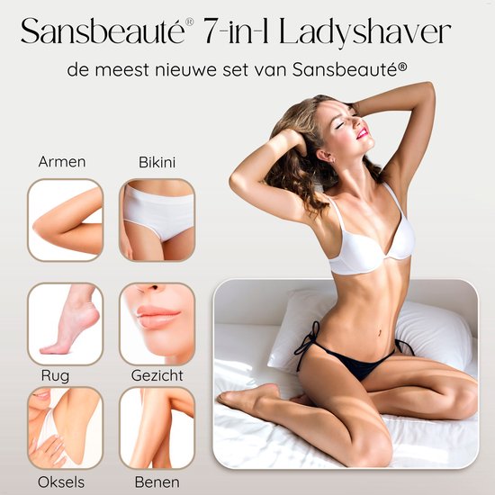Sansbeauté® 7 in 1 Ladyshaves for Women - Face - Underarms - Legs - Epilator - Trimmer for Women & Ladies - Bikini trimmer Ladies - Shaver Woman