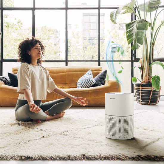 Auronic Air Purifier Fresh - Avec filtre HEPA 13 - 225 m³/h - 45 m² - Filtre à charbon - 3 étapes - Purificateur d'air - Blanc