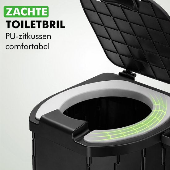 Toilette de camping Travelhawk - Seau de toilette - Portable et pliable - Comprend 12 sacs biodégradables et 10 sacs d'absorption - Idéal pour le camping, les festivals et les activités de plein air.