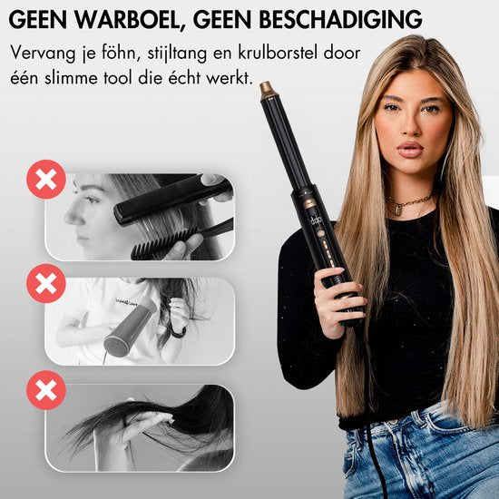Sansbeauté® 8-in-1 Airstyler avec diffuseur et boîte de rangement - Multistyler - Brosse pour sèche-cheveux cheveux courts - Brosse pour sèche-cheveux - Sèche-cheveux - Brosse chauffante - Brosse à boucler - Fer à boucler - Brosse de coiffage - Câble rota