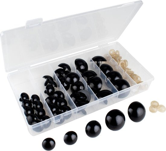 Faas Large Safety Eyes - 80 Pieces - Nez de sécurité - 17 à 30 mm - Rondelles incluses - Noir