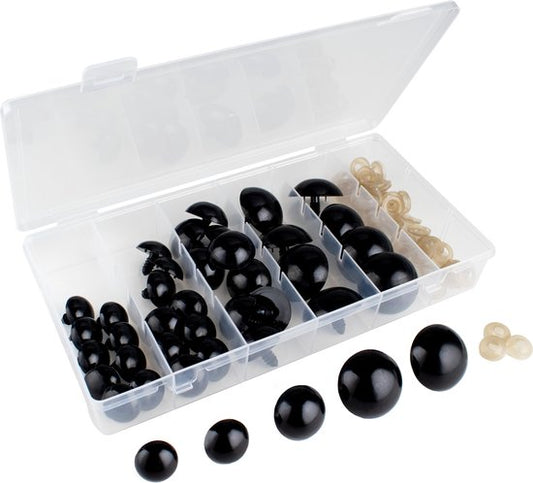 Faas Large Safety Eyes - 80 Pieces - Nez de sécurité - 17 à 30 mm - Rondelles incluses - Noir