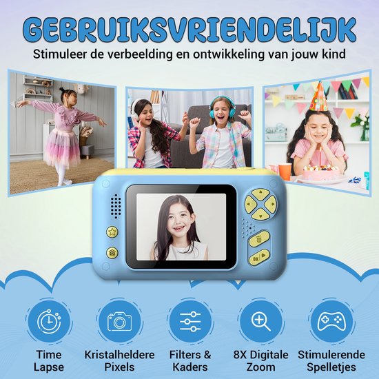 K&L Digital Kids Camera Kids - Caméra vlog pour enfants - Caméras numériques pour enfants - Caméras pour enfants - Caméra pour enfants - Bleu