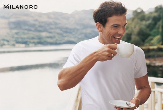 Milanoro - 3 T-shirts en bambou doux - Blanc - Col rond - M