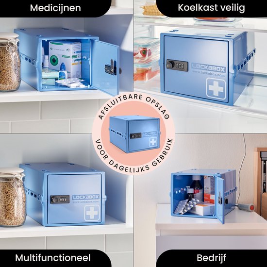 Lockabox One™ Boîte de rangement avec serrure à chiffres - Armoire à pharmacie verrouillable - Coffre-fort en polycarbonate - Résistant au réfrigérateur et au congélateur - 10,5 litres - 31 x 21 x 17 cm.