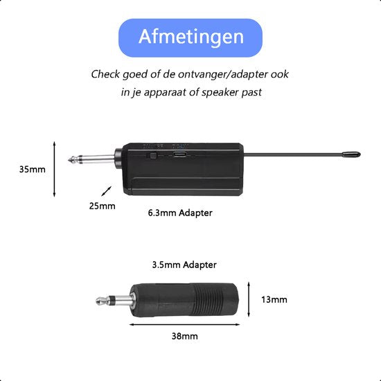 Tech Essentials Microphone sans fil - USB-C rechargeable - Portée extra - Karaoké - ASMR - Studio - Convient à la boîte de fête - Jack 3,5-6,3 mm