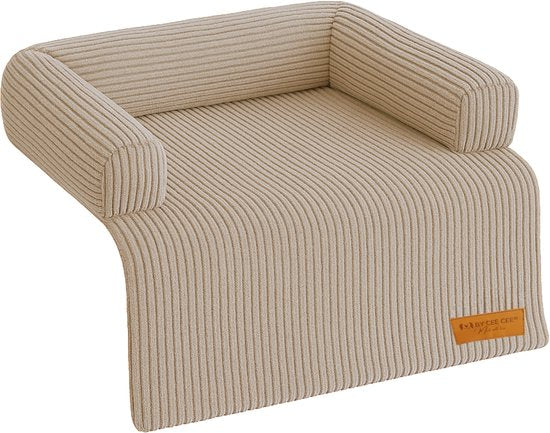By Cee Cee Original Dog Rug Bench - Panier pour chien - Premium - Entièrement zippé - Tissu côtelé - Mocha Taupe - 75x90 - Taille S