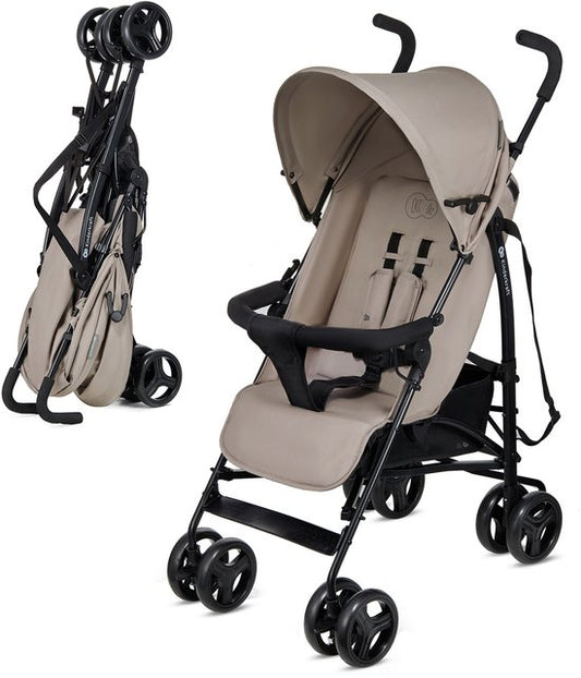 Kinderkraft TIK Stroller - poussette de voyage jusqu'à 17 kg - poids léger 6,5 kg - dossier et poignée de poussée réglables - roues pivotantes - pliage rapide - beige