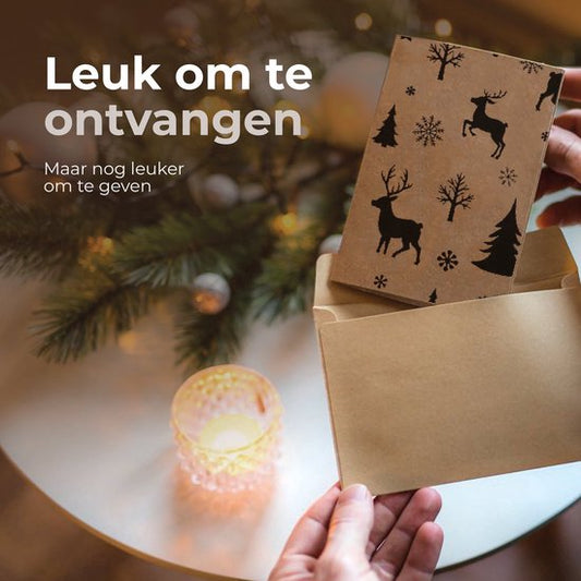 Giftmas Christmas Collection - Set de cartes de vœux et de cartes de Noël - 36 cartes de vœux avec 12 motifs - Enveloppes et autocollants inclus - Set de cartes en papier kraft pour les fêtes - 20x15cm