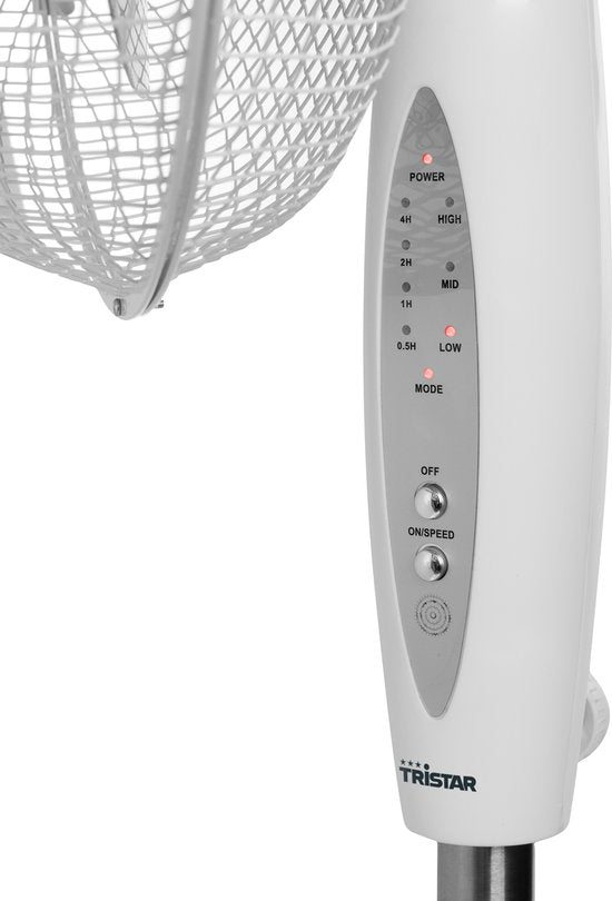 Ventilateur de table 40 cm - Avec télécommande et minuterie - 3 vitesses - Réglable en hauteur - Tristar VE-5898 - Blanc