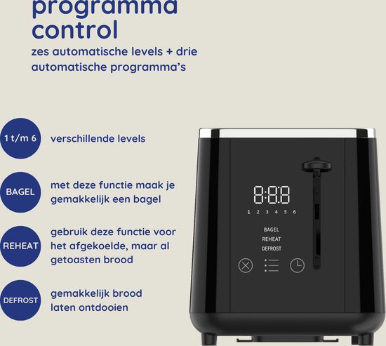 Grille pain - Safecourt - Toaster - 6 niveaux de chaleur - 2 fentes extra-larges - 920W - Noir