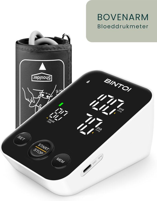 Bintoi® BX300 - Tensiomètre pour le bras - Cardiofréquencemètre - Sac de rangement et piles inclus - 2 utilisateurs