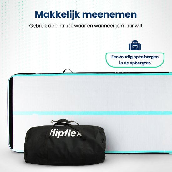 Flipflex Airtrack - Tapis de gymnastique - 3 mètres - 10cm d'épaisseur - tapis de gymnastique - avec mini-tour 600W - avec sac de transport de luxe - Gymnastique