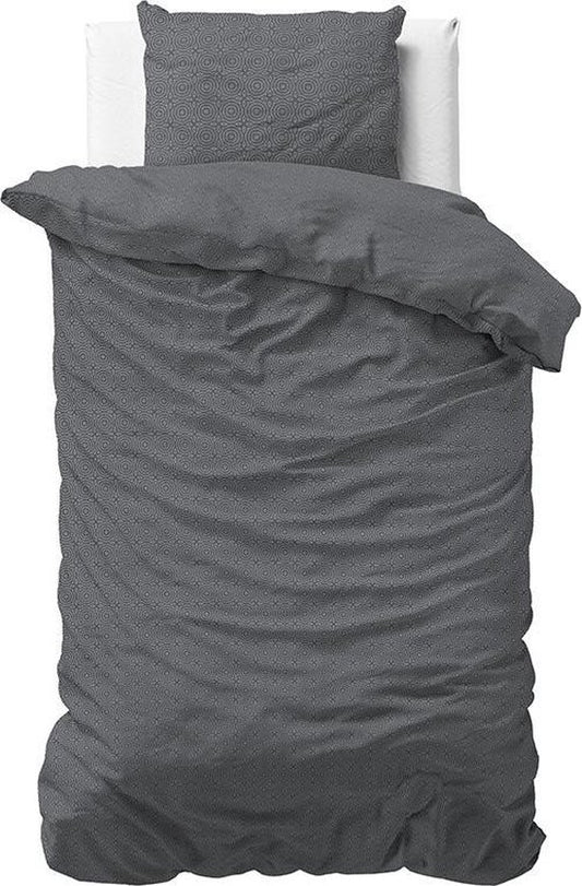 Sleeptime Flannel Jason - Housse de couette - Single - 140x200/220 + 1 taie d'oreiller 60x70 - Anthracite