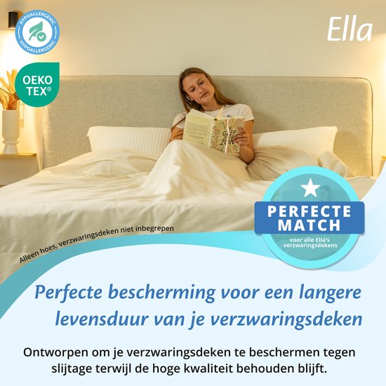 Housse pour la couverture d'aggravation d'Ella 150 x 200 CM - 7 KG & 9 KG - Housse en 100% coton biologique - Blanc biologique