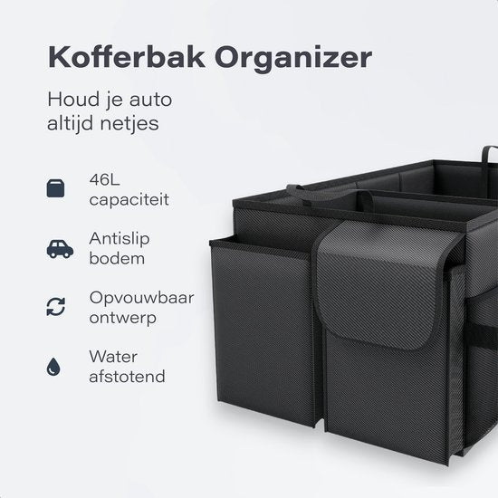 Organisateur de coffre - Compact et spacieux - Accessoires de voiture - Boîte de rangement pour siège auto - Pour siège arrière - Noir - Luft