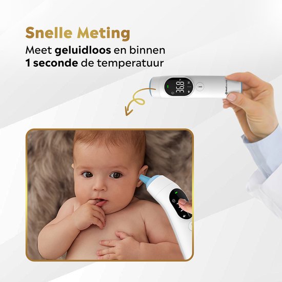 MostEssential Thermomètre infrarouge PRO Edition - Thermomètre auriculaire - Thermomètre de fièvre - Thermomètre frontal - Thermomètre corporel - Thermomètre de fièvre pour adultes, enfants et bébés - Sans contact - 20F