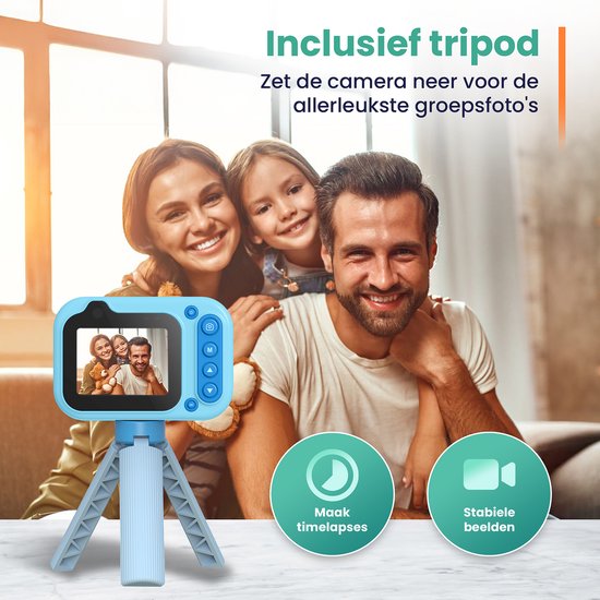 ODESSEY Caméra étanche pour enfants - avec trépied - Full HD - Caméra selfie - Carte SD 32 Go - Photo - Vidéo - Jeux - Caméra numérique pour enfants - Caméra photo pour enfants - Bleu