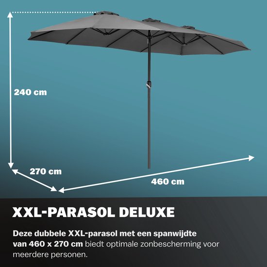 Kingsleeve Parasol double XXL - 460x270cm Protection UV - Anthracite