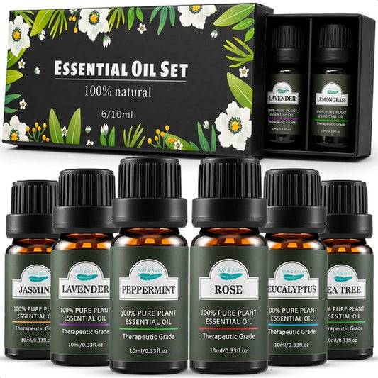 Soft & Silky - Huile essentielle - 6 pièces - 100% naturel - Convient à la peau - Diffuseur - Bain de pieds - Sauna - Essentiel - Parfum - Huile - Huiles
