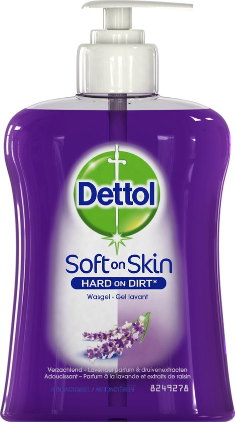 Dettol Gel lavant - Apaisant aux extraits de lavande et de raisin - Savon pour les mains - 250 ml