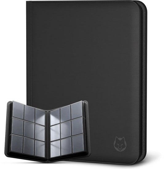 Reliure Toploader pour 282 cartes - Toploaders de collection de qualité supérieure avec fermeture éclair - Reliure pour cartes à collectionner - 9 poches - Faux cuir - Noir