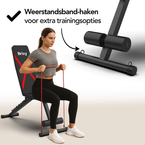 Brixy Fitness Halter Bench - Banc d'exercice - Jusqu'à 300KG - Banc de musculation - Banc d'exercice - Réglable - Pliable - Noir