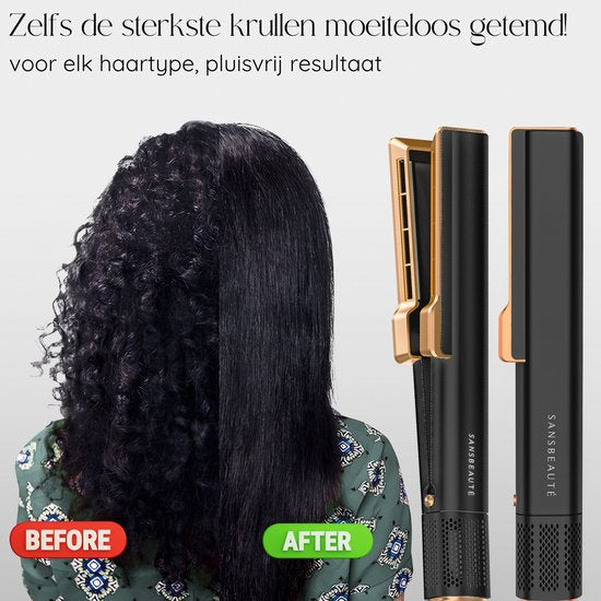 Sansbeauté® Sanstraight Straightener Wet-to-Dry - 2 in 1 - Hair dryer & Straighteners - Coldshot - 80℃ to 140℃ - Alternative Steam Straightener