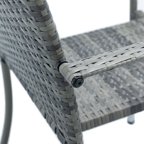 Chaises de jardin en polyrotan Yoro - 4 pièces - Gris - Empilables