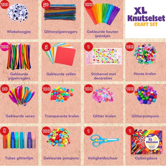 Vaive Craft Set 905-piece - Crafting Girls & Boys - Beads, Feathers, Pompoms & Wiggle Eyes - Craft Case - Crafting Supplies - Crafting kits