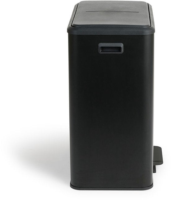 Umuzi Cleaning Double Waste Bin - 60L - Poubelle à pédale - Soft Close - 53x38x66 - Noir mat