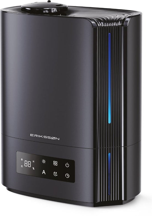 Erikssøn Humidificateur Hydra Comfort - 6 litres - Convient au salon, au bureau, à la chambre à coucher, à la chambre de bébé - Avec aromathérapie - Noir