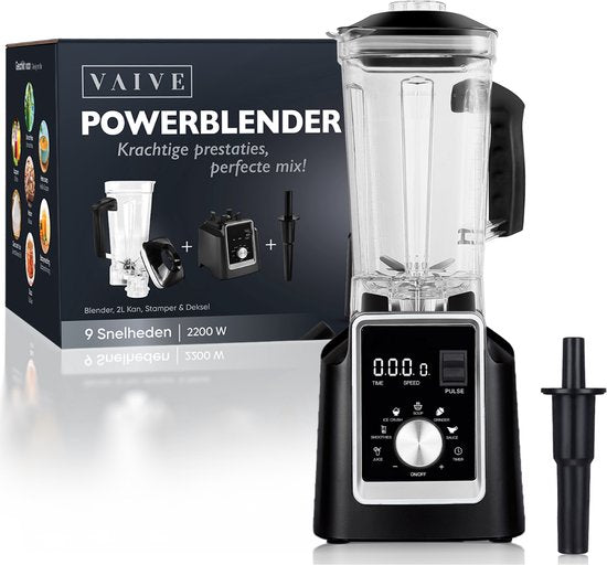 Blender - VAIVE - 2L - 2200W - 6 Lames en Acier Inoxydable - 6 Programmes Préréglés