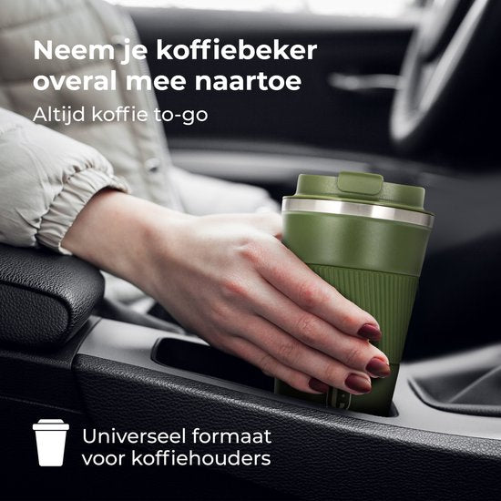 Mug thermos Castagnola - Tasse à café To Go - Mug de voyage pour le café et le thé - Mug à thé - 380 ML - acier inoxydable - Vert