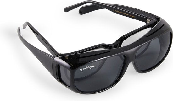 SPACEFLIGHT Overhead Sunglasses - Lunettes de soleil en noir - Lunettes polarisantes - Unisexe - Pour les lunettes de maximum 150 mm de large et 40 mm de haut - Catégorie de filtre : 3