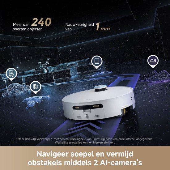 Dreame Aqua 10 Ultra Track Complete - Puissant robot aspirateur 2-en-1 avec serpillère autonettoyante - Détection d'obstacles et station de vidage automatique - Puissance d'aspiration de 25 000 Pa – Franchit des seuils jusqu'à 6 cm