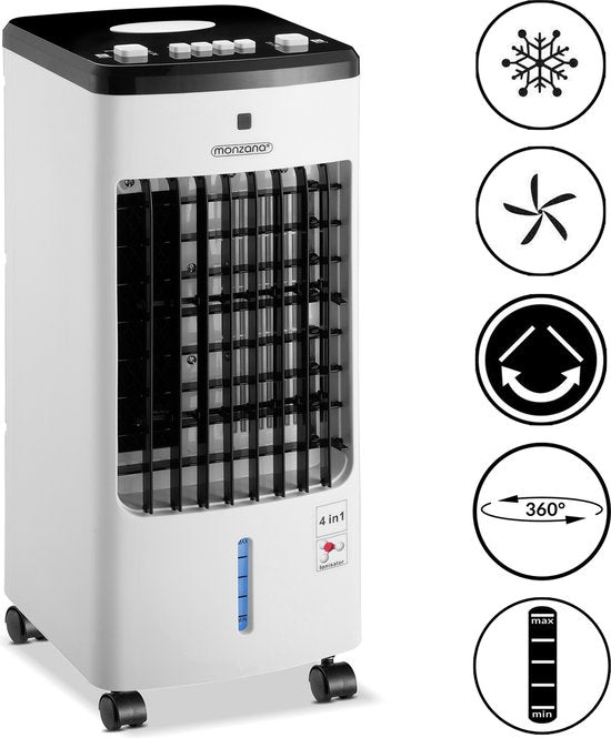 Monzana Ventilateur de climatisation mobile - 4 fonctions 3.5L - Blanc Noir