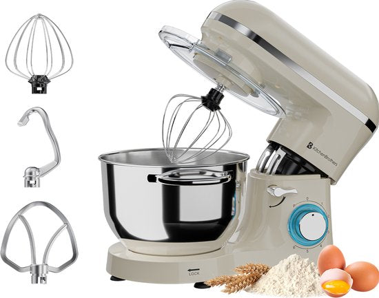 KitchenBrothers Robot de cuisine - Robot de cuisine - 6.2L - Mixeur avec bol de mixage - Mixeur de cuisine - 2000W - Champagne